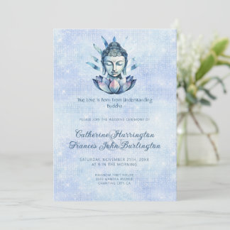 Invitación Watercolor Buddha Head  Buddhism Wedding Ceremony 