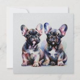 Invitación Watercolor Bulldog francés adorables cachorros