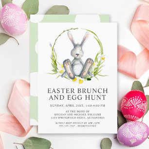 Invitación Watercolor Bunny Easter Brunch Egg Hunt