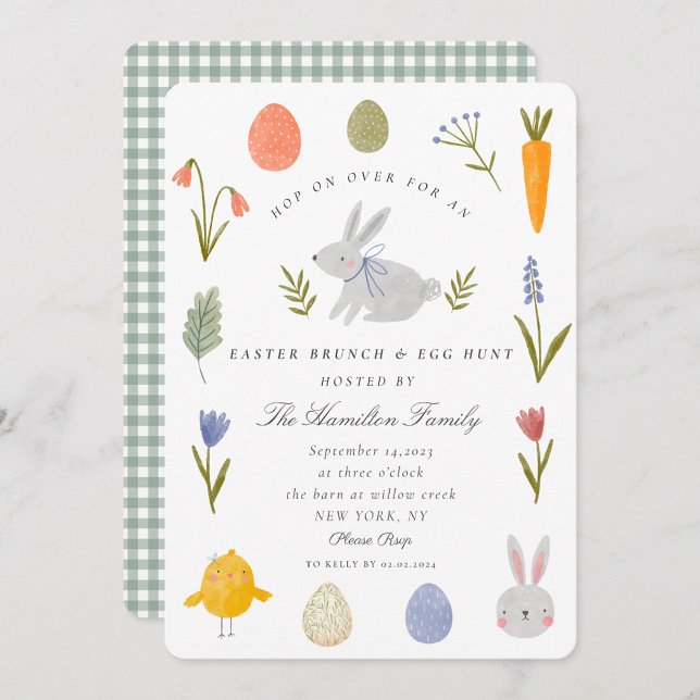 Invitación Watercolor Bunny Easter Brunch & Egg Hunt (Subido por el creador)