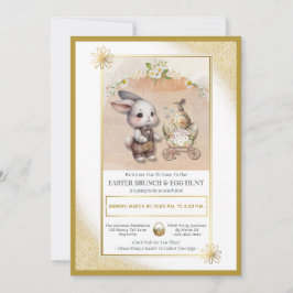 Invitación Watercolor Bunny Easter Brunch & Egg Hunt Floral
