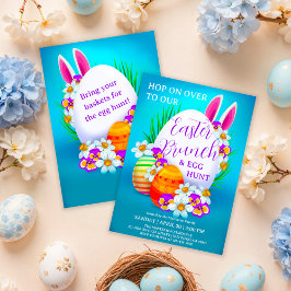 Invitación Watercolor Bunny Egg Hunt & Easter Sunday Brunch