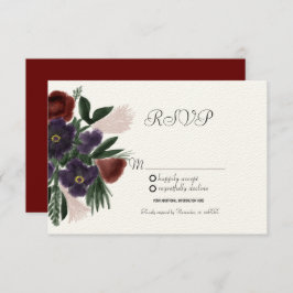 Invitación Watercolor Burgundy Vintage Botany Kraft RSVP