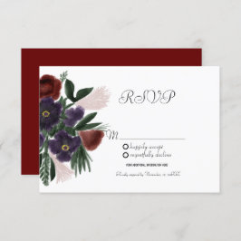 Invitación Watercolor Burgundy Vintage Botany Kraft RSVP