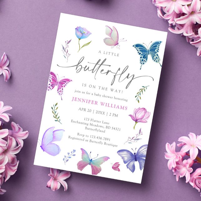 Invitación Watercolor Butfly Garden Baby Shower (Subido por el creador)
