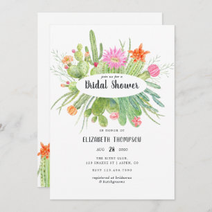 Invitación Watercolor Cactus Bridal Shower