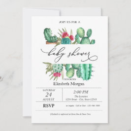 Invitación Watercolor Cactus Polka Dots Baby Shower