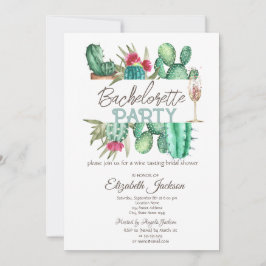 Invitación Watercolor Cactus Polka Dots Bachelorette