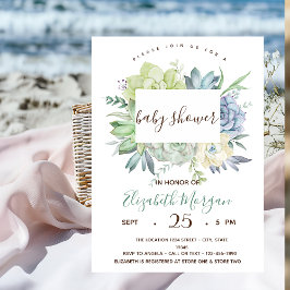 Invitación Watercolor Cactus Succulents Dots Baby Shower