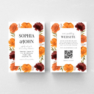 Invitación Watercolor Caída Floral QR Código todo en un Boda