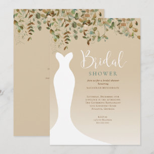 Invitación Watercolor Caída Vegetación Ducha Bridal