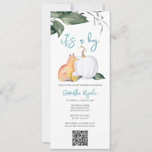 Invitación Watercolor Caída Woodland Baby Boy Shower