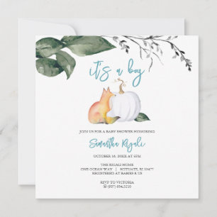 Invitación Watercolor Caída Woodland Baby Boy Shower