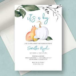 Invitación Watercolor Caída Woodland Baby Boy Shower