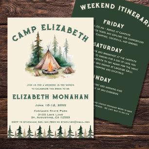 Invitación Watercolor Camping Bachelorette Weekend