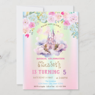Invitación Watercolor Castle FIowers Cumpleaños irlandeses