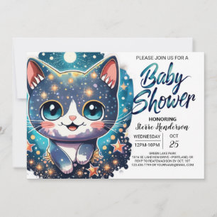 Invitación Watercolor Cat Personalizado Boy Baby Shower