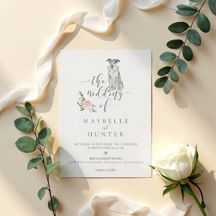 Invitación Watercolor Catahoula Leopard Dog & Floral Rosa