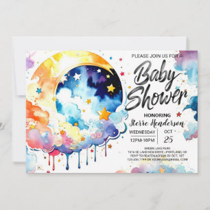Invitación Watercolor Celestial Baby Shower Dreams