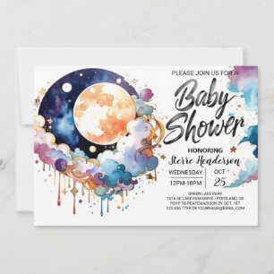 Invitación Watercolor Celestial Soiree Baby Shower