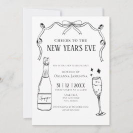 Invitación Watercolor Champagne New Year's Eve Party 
