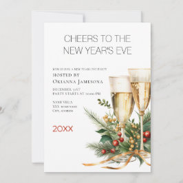 Invitación Watercolor Champagne New Year's Eve Party 