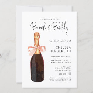 Invitación Watercolor Champagne rosa Brunch & Bubbly Shower
