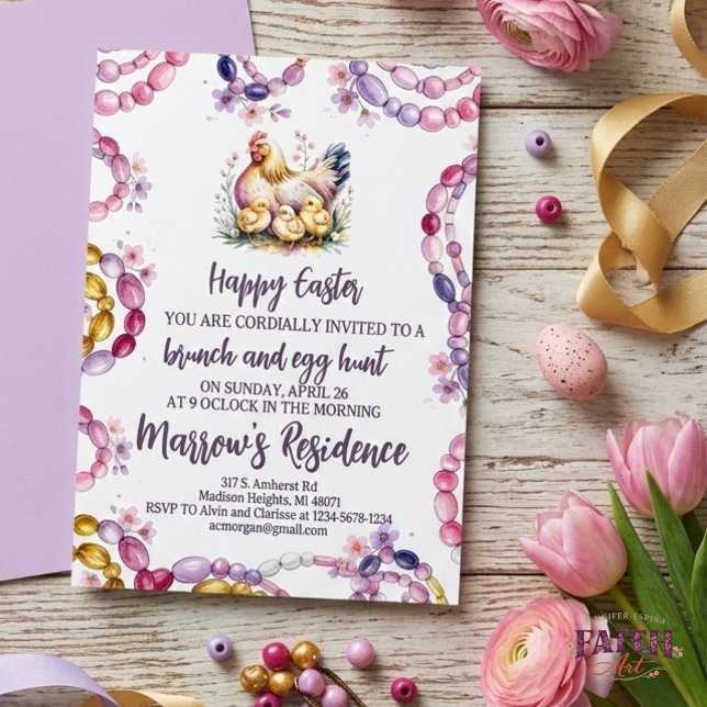 Invitación Watercolor Chicken & Chicks Hen Editable Easter  (Subido por el creador)