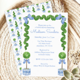 Invitación Watercolor Chinoiserie Blue Bow Topiary
