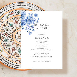 Invitación Watercolor Chinoiserie Ensayo Floral Cena