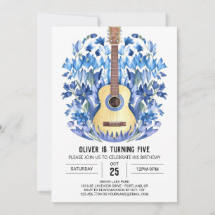 Invitación Watercolor Chord Guitar Boy Cumpleaños