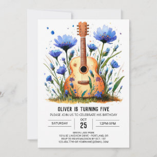 Invitación Watercolor Chord Guitar Boy Cumpleaños