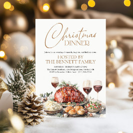 Invitación Watercolor Christmas Dinner Party Holiday Rustic