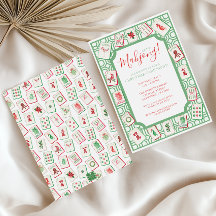 Watercolor Christmas Mahjong Tiles Party