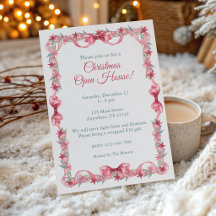 Watercolor Christmas Poinsettia Bow Garland Party