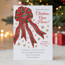 Watercolor Christmas Red & Green Bow Party