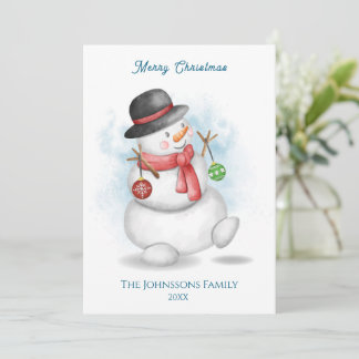 Invitación Watercolor Christmas snowman 