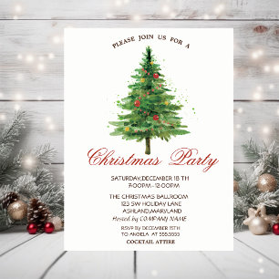 Invitación Watercolor Christmas Tree Company Christmas Party