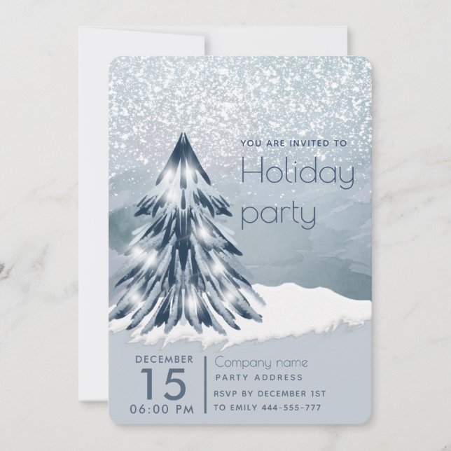 Invitación Watercolor Christmas tree winter Vacation (Anverso)