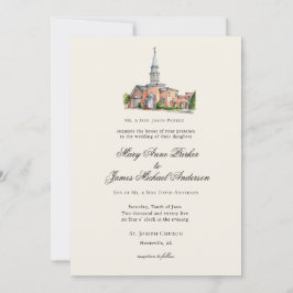 Invitación Watercolor Church Traditional Wedding