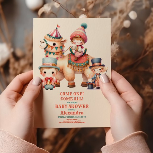 Invitación Watercolor Circus Animals Baby Shower (Subido por el creador)