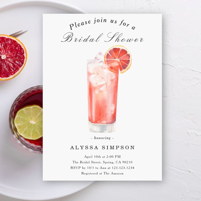 Invitación Watercolor Citrus Cocktail Bridal Shower (Subido por el creador)