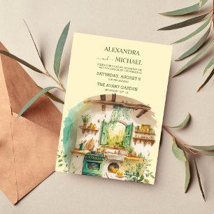 Invitación Watercolor Citrus Lemon Destination Wedding