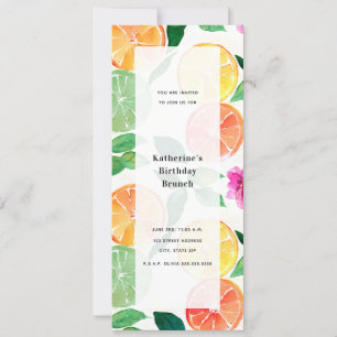Invitación Watercolor Citrus Lemon Lime Floral Generic Fiesta