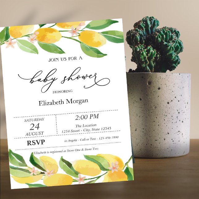 Invitación Watercolor Citrus Lemons Baby Shower (Subido por el creador)