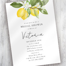 Invitación Watercolor Citrus Lemons Bridal Shower