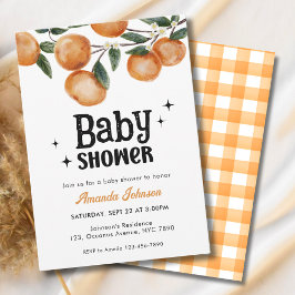 Invitación Watercolor Citrus Naranja Baby Shower