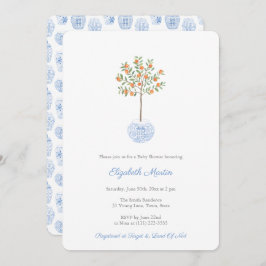 Invitación Watercolor Citrus Naranja Tree Baby Boy Shower