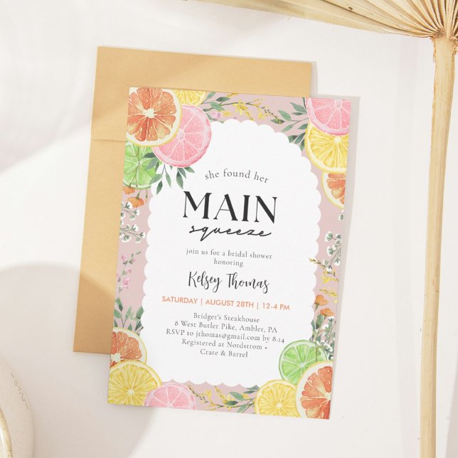 Invitación Watercolor Citrus Principal Squeeze Bridal Shower (Subido por el creador)