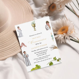 Invitación Watercolor Clipart primera comunión sagrada